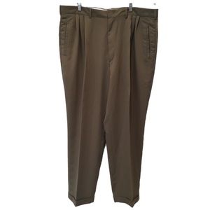 Savane Deep Dye Men’s Pleated Chino Pants, Size 40x30, Olive Green, Cuffed Hem